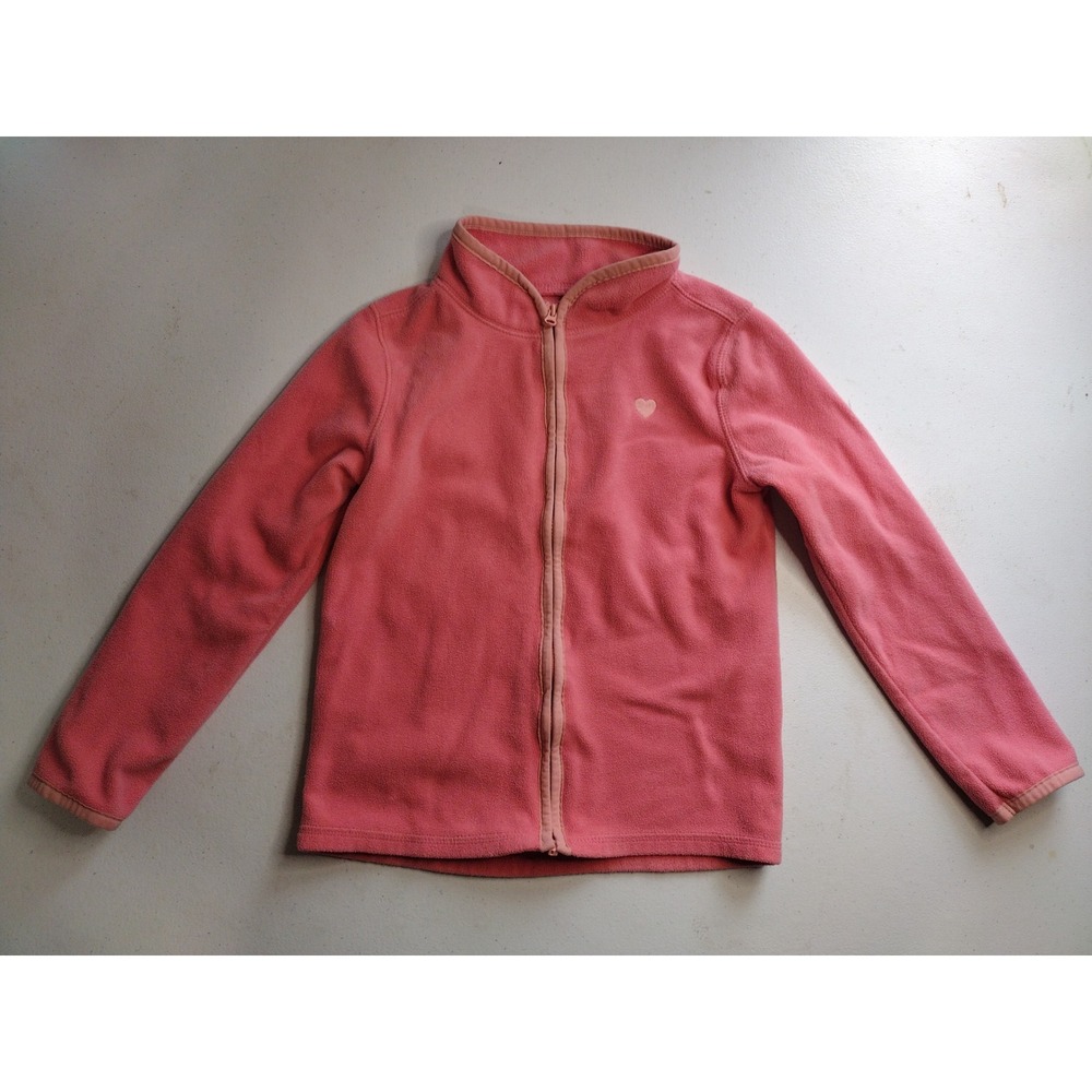 OshKosh Bgosh Girls Pink Fleece Full Zip Jacket Heart Mock Neck Size‎ 6 6X